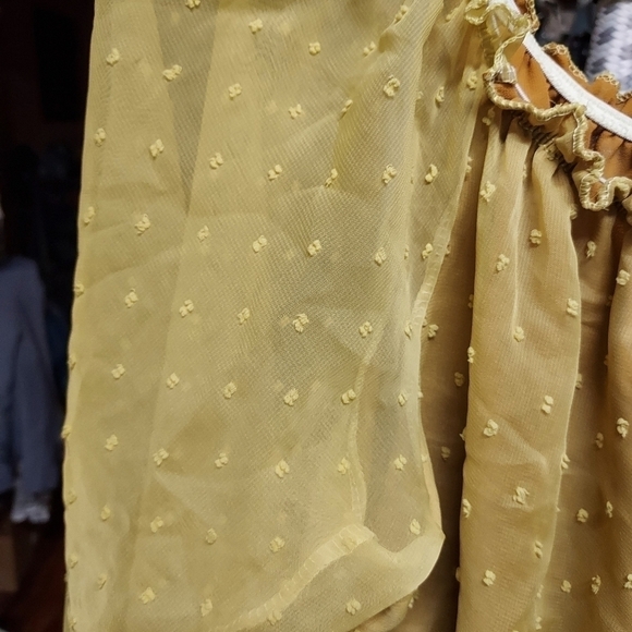 Boohoo off shoulder dress yellow size 20 Swiss dot plus size Dooby skater - Picture 6 of 8